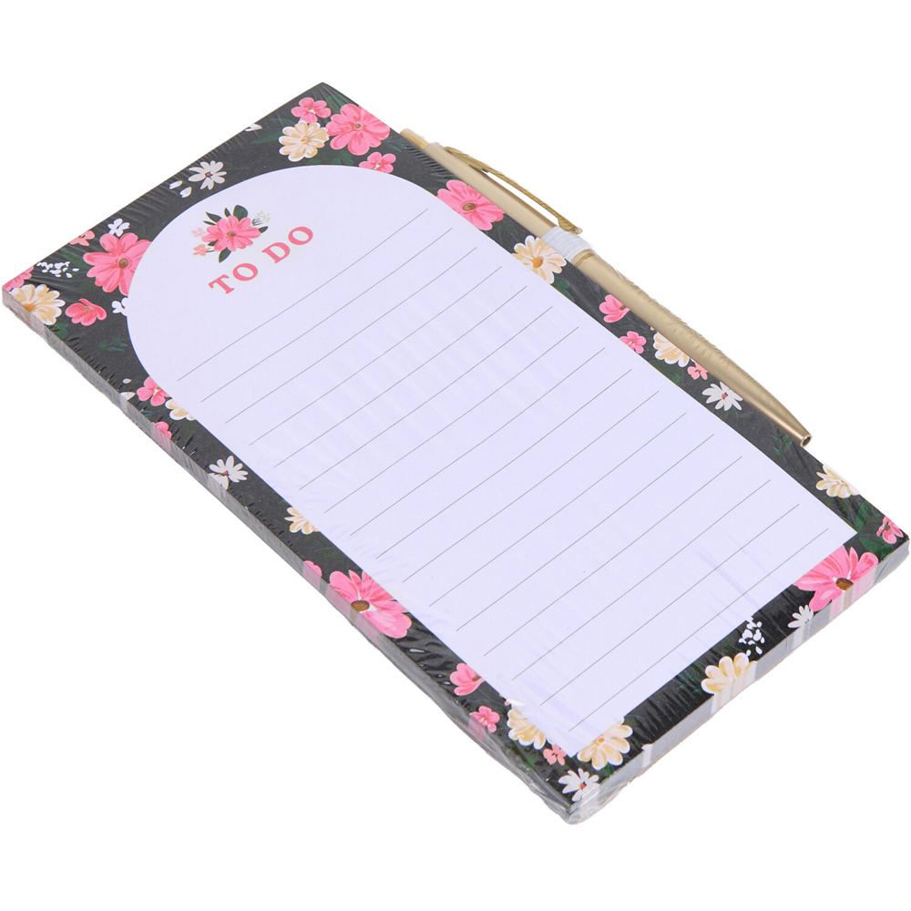 Black and Pink Floral Magnetic Notepad Image 3