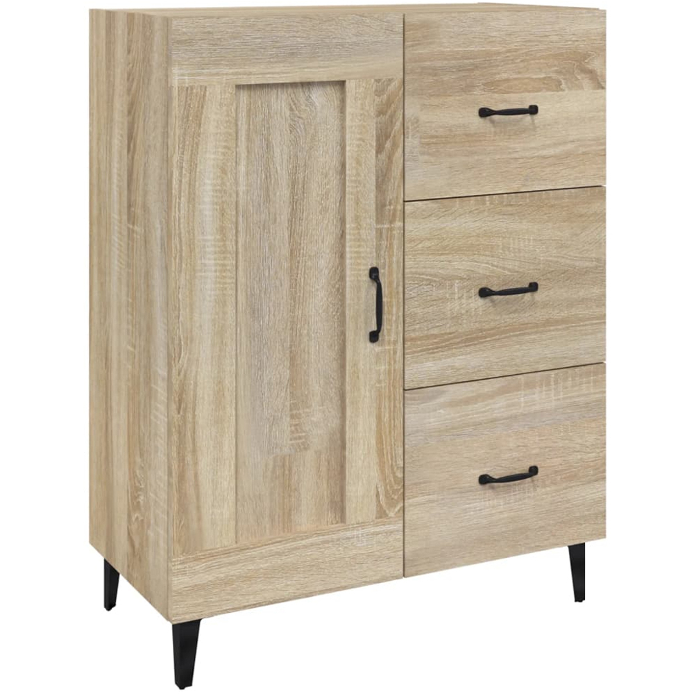 vidaXL Single Door 3 Drawer Sonoma Oak Sideboard Image 2