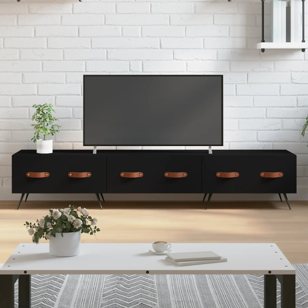 vidaXL 3 Drawer Black TV Cabinet Image 1
