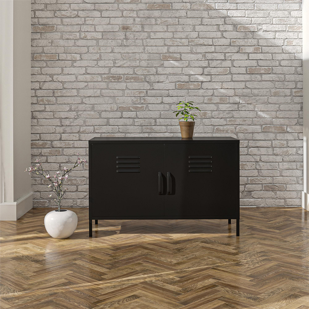 Dorel Mission District 2 Door 2 Shelf Black Metal Cabinet Image 7