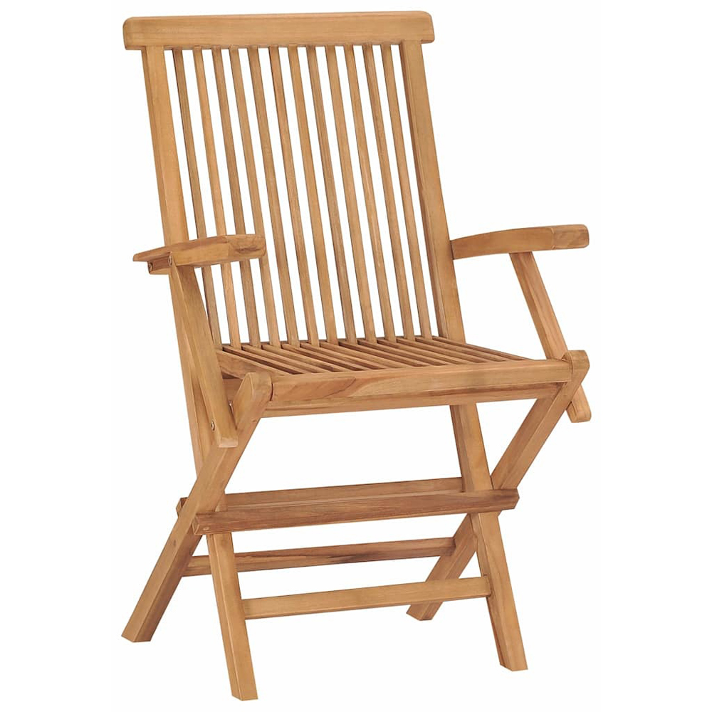 Walplus Set of 2 Teak Wood Folding Chair with Armrest Image 3