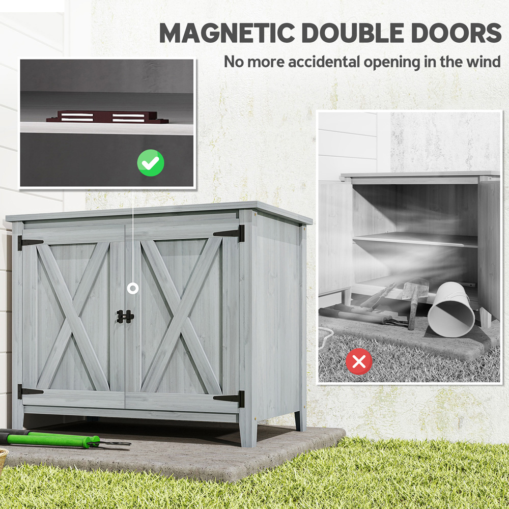 Outsunny 3.6 x 2.9ft Light Grey Wooden Tool Storage Shed Image 6