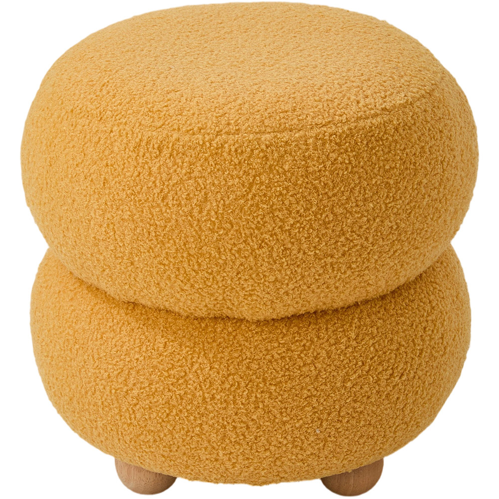 Living and Home Yellow Teddy Fleece Double Layer Round Footstool Image 2