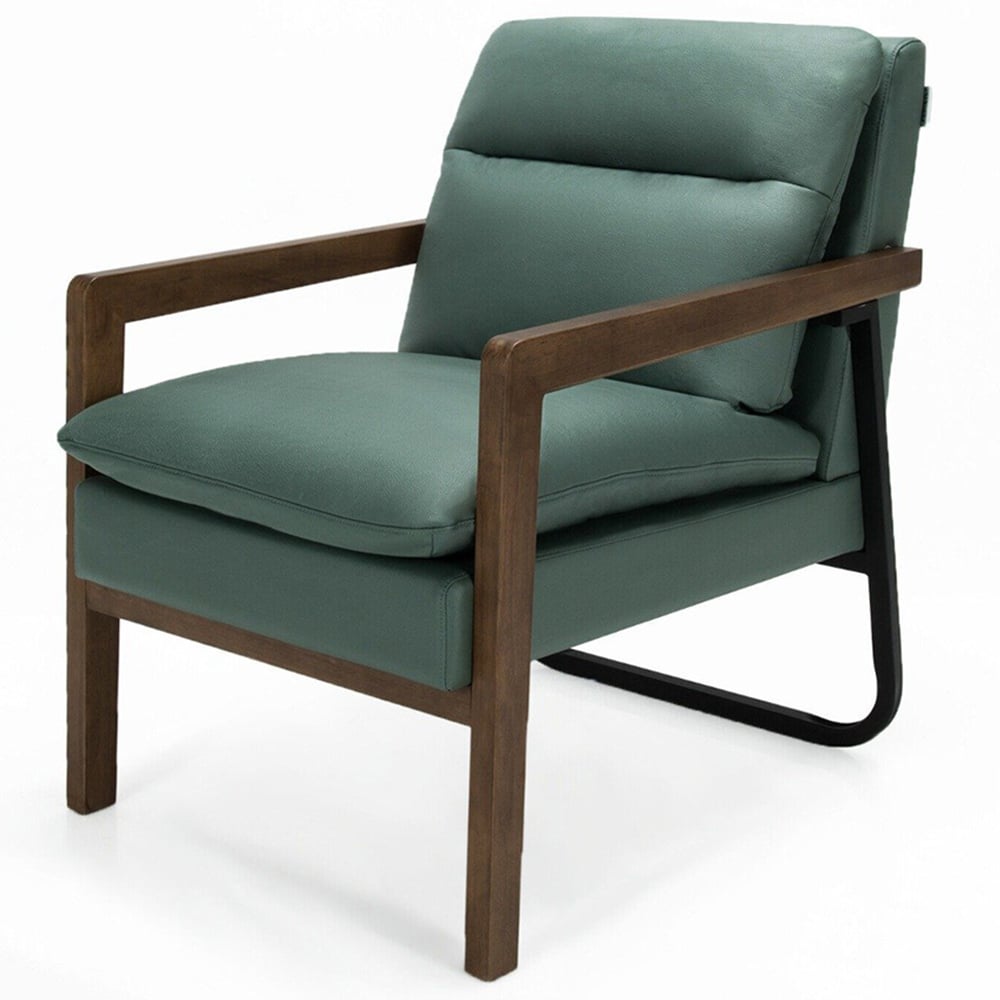 Costway Green Leather Accent Chair Image 2
