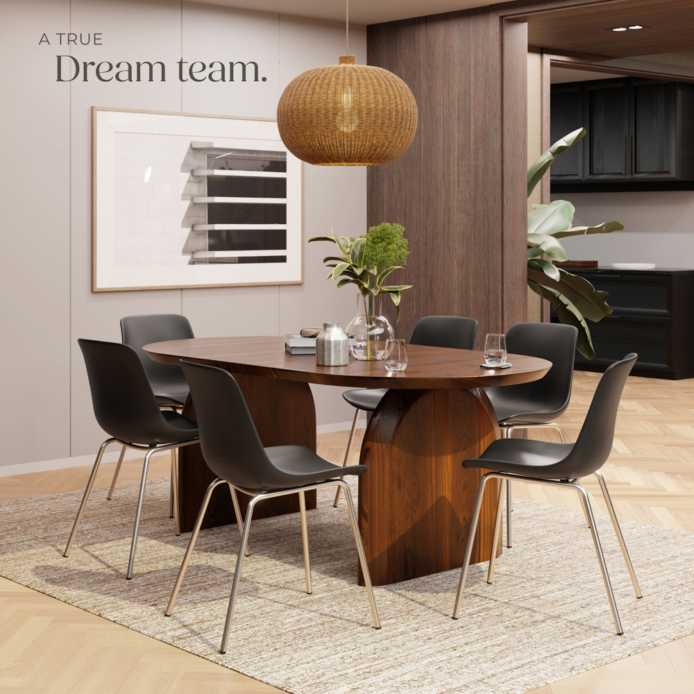 tectake Mave Set of 6 Black and Chrome Dining Chair Image 8