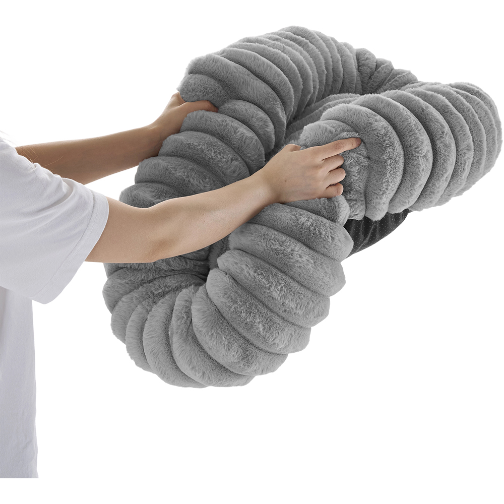 H&O Direct 60cm Grey Round Soft Warm Pet Bed Image 3