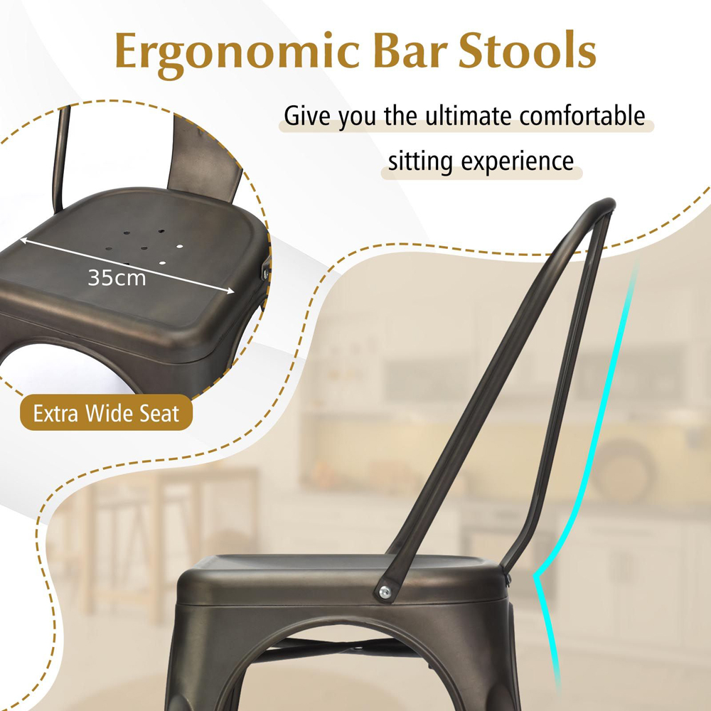 Costway Metal High Back Bar Stool Set of 4 Image 5