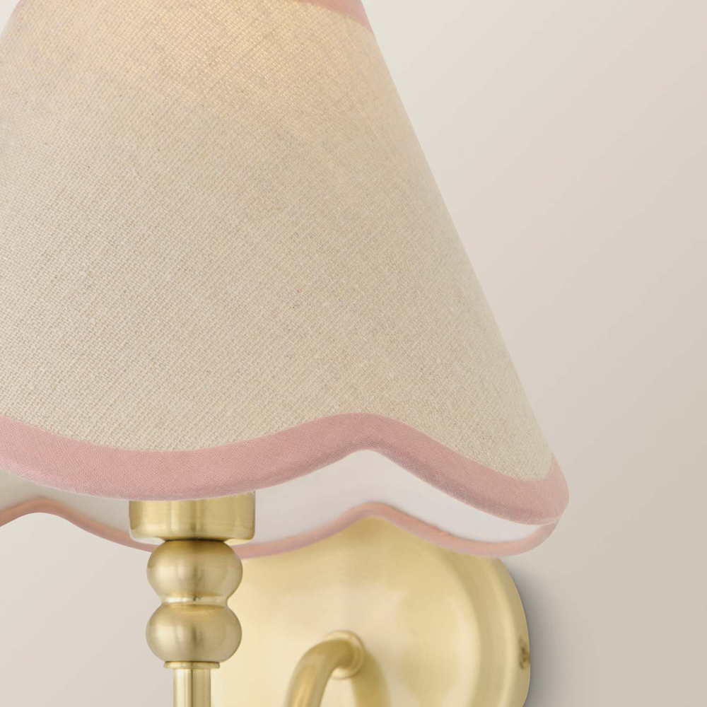 ValueLights Binky Pink Trim Scallop Shade Gold Rechargeable Wall Light with Bulb 2 Pack Image 3