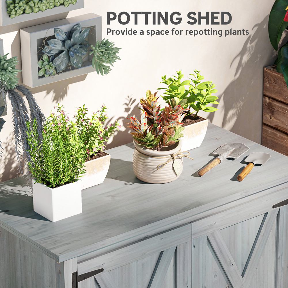 Outsunny 3.6 x 2.9ft Light Grey Wooden Tool Storage Shed Image 5