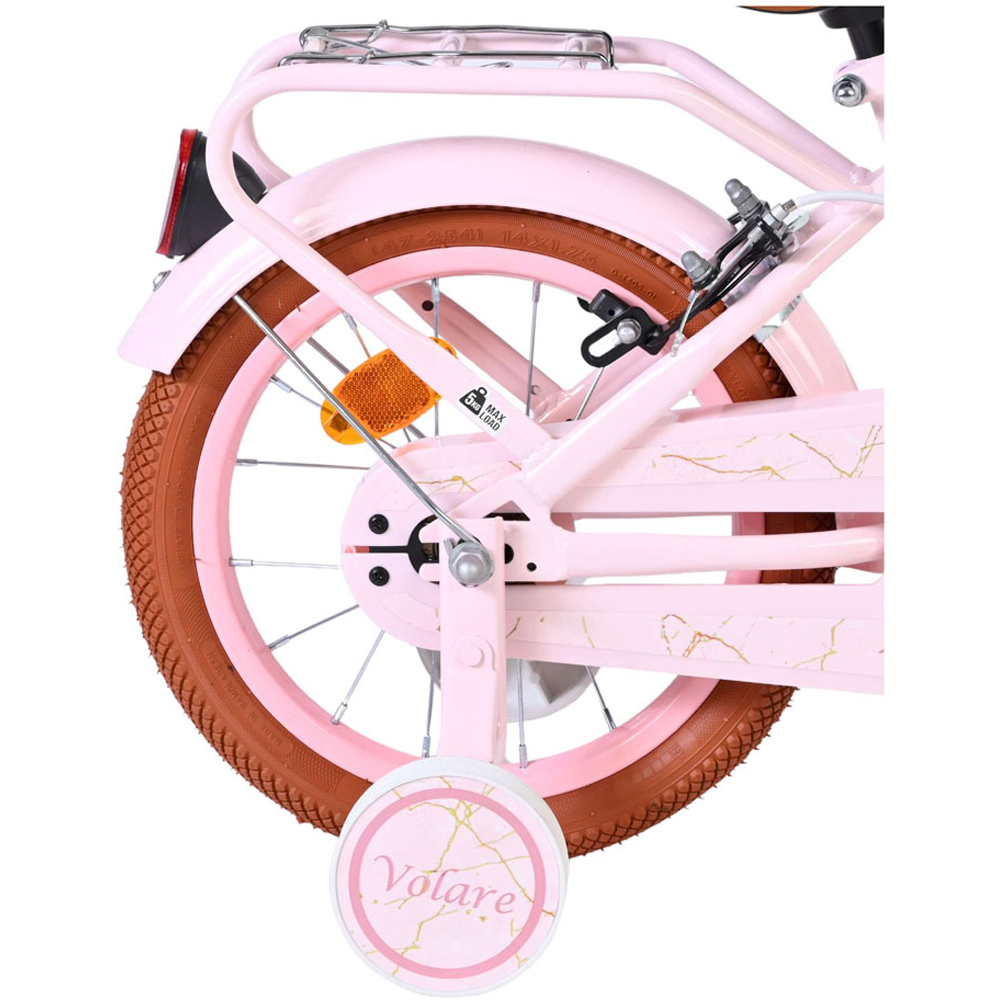 Volare Ashley Kids 14 inch Pink Pastel Bike with Stabilisers Rack and Basket Image 7