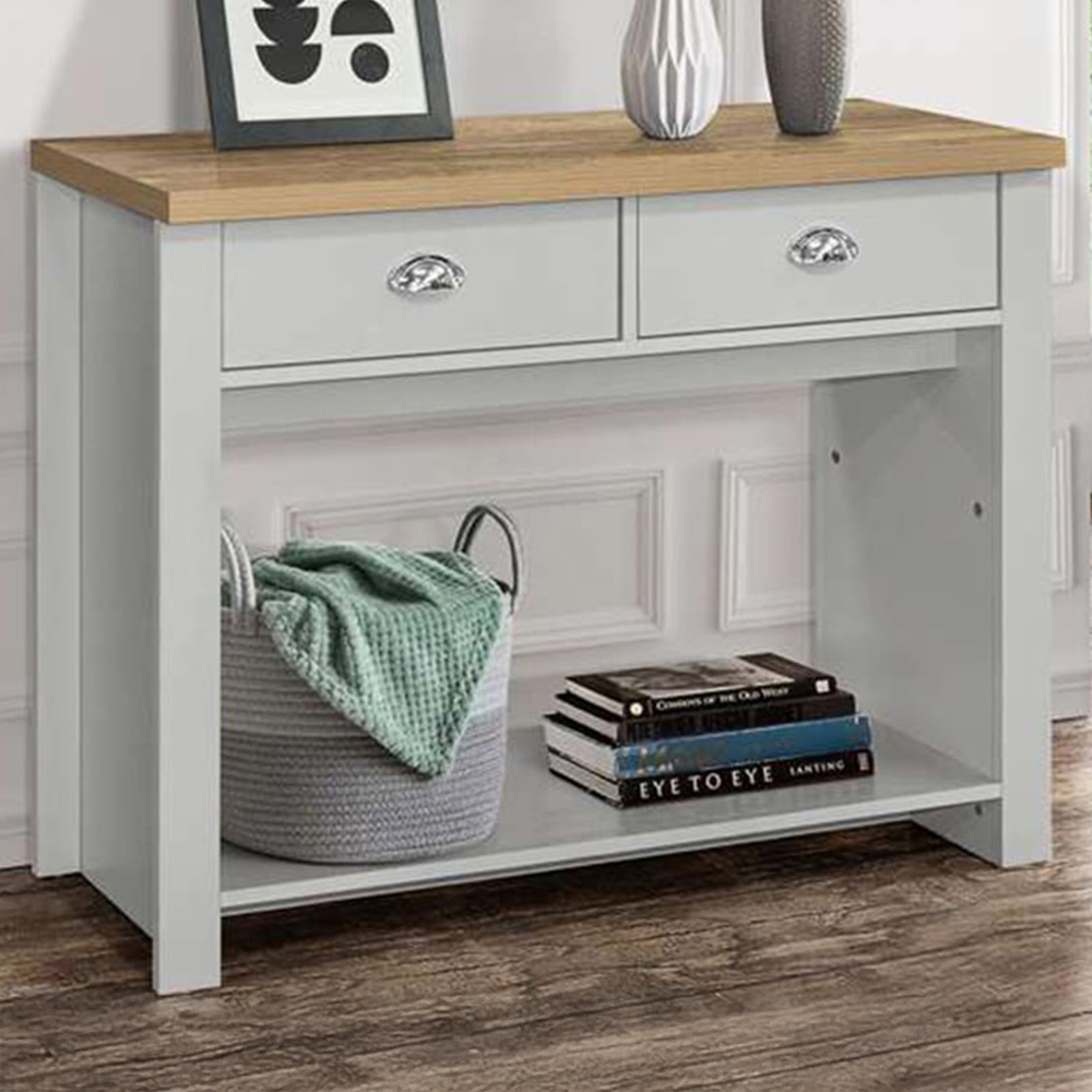 Highgate 2 Drawer Grey and Oak Console Table  Image 1