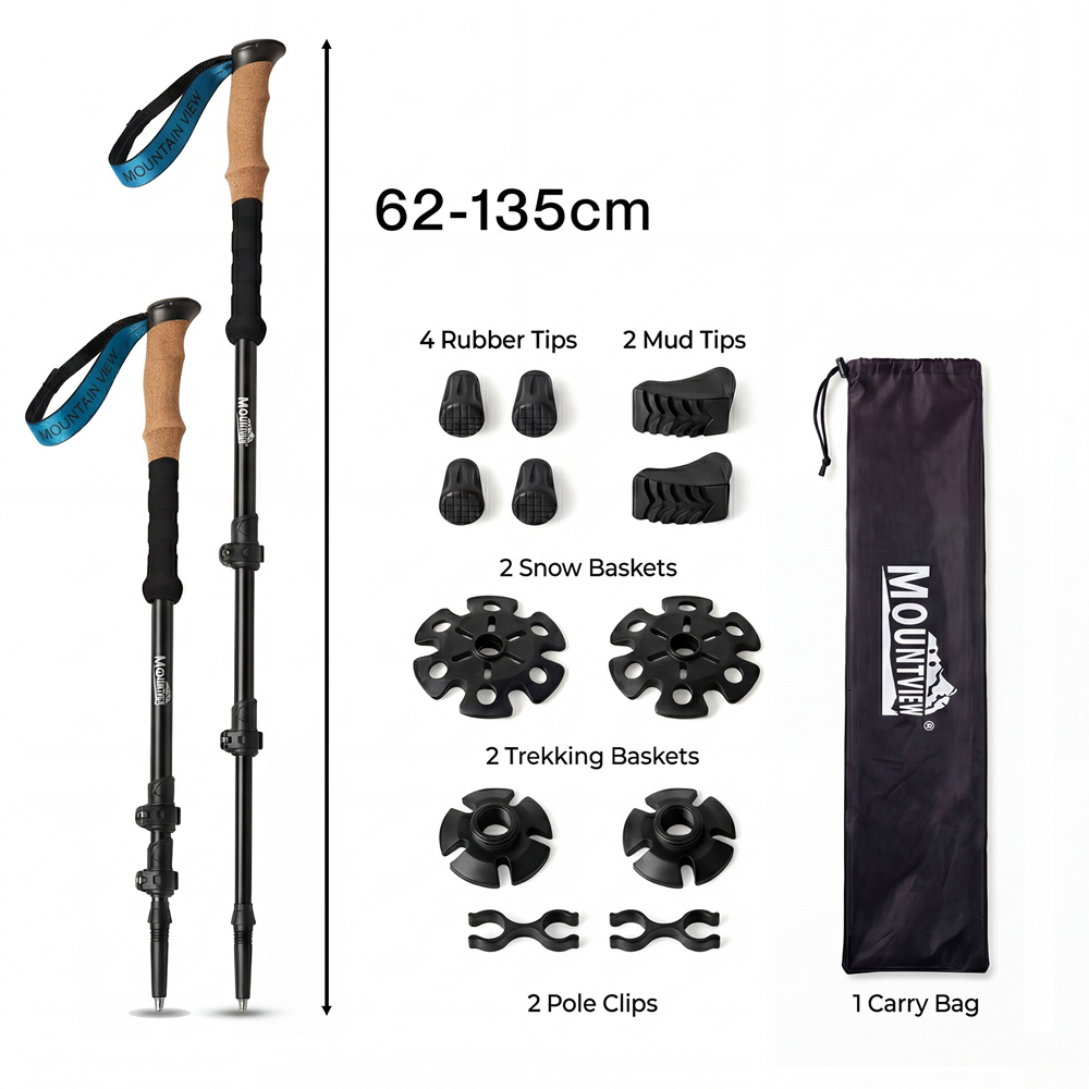 Mountview 2 Piece Black Carbon Fibre Lightweight Trekking Pole Image 9
