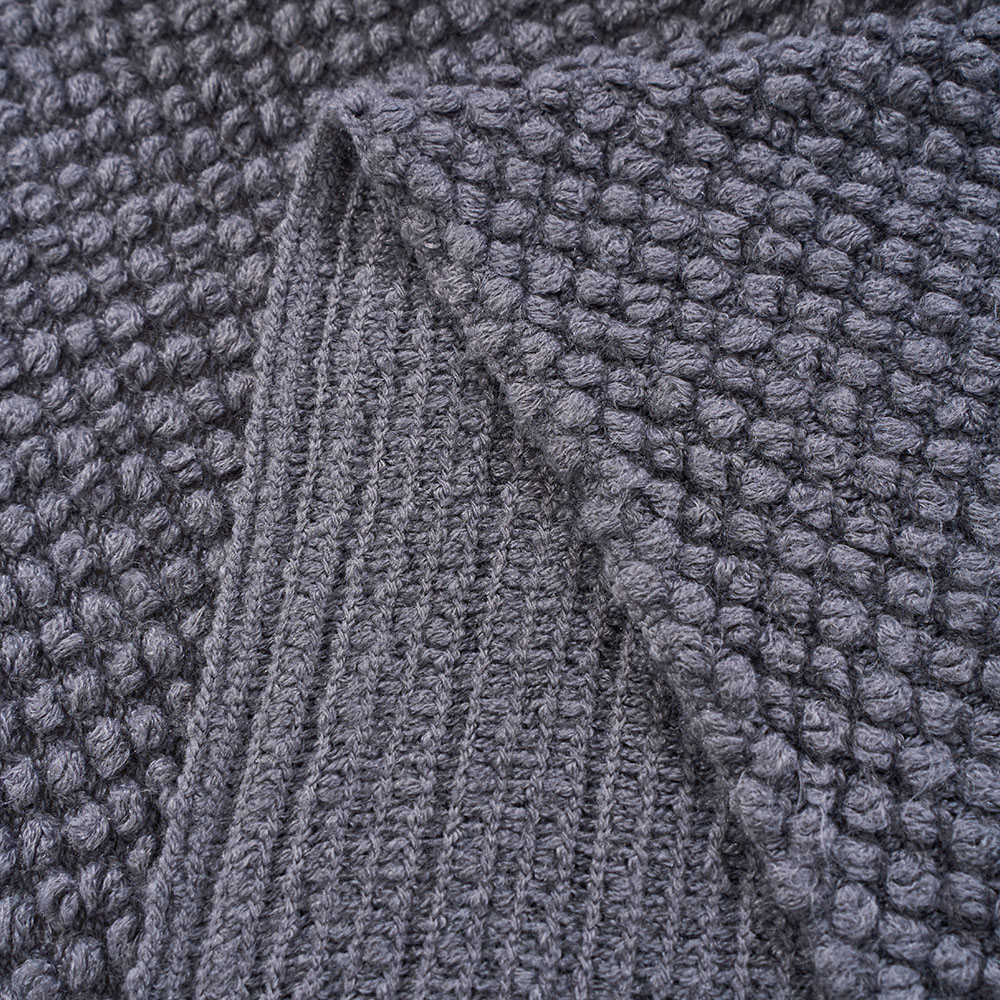 Living and Home Dark Grey Popcorn Knit Throw Blanket with Tassels 130 x 170cm Image 3