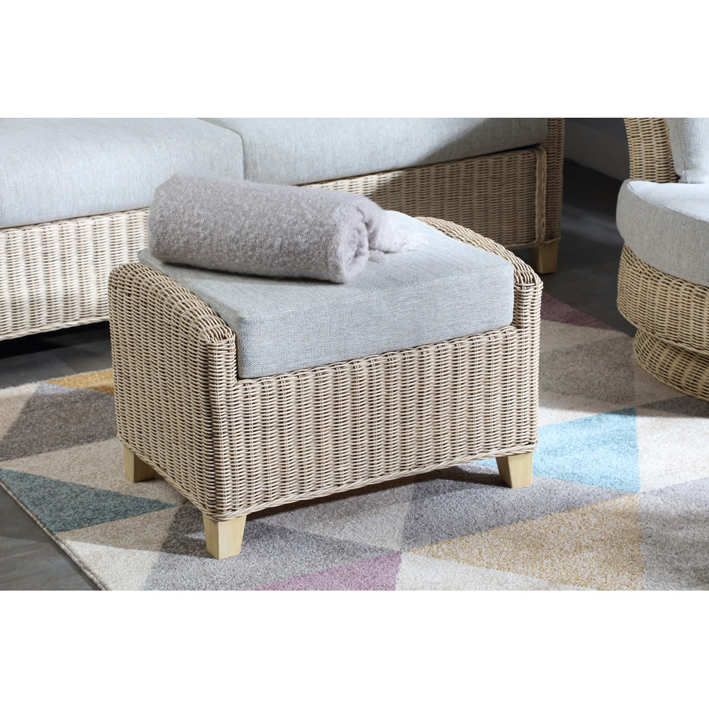 Desser Dijon Cane Pebble Fabric Footstool with Storage Compartment Image 3