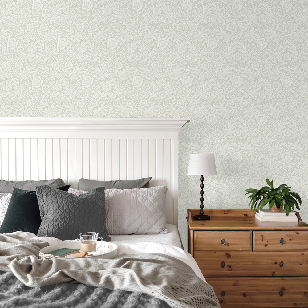 Crown Camille Damask Grey Wallpaper Image 3