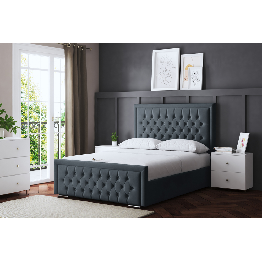 DS Living Allegra King Size Steel Upholstered Bed Frame with Headboard Image 5