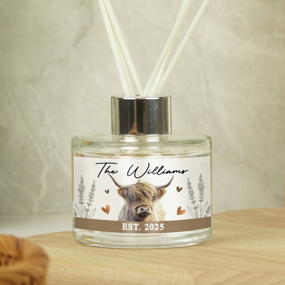 Personalised Memento Personalised Highland Cow Reed Diffuser Image 4
