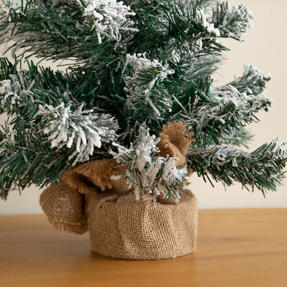 Samuel Alexander Snowy Mini Fir Christmas Tree with Jute Bag Stand 2ft Image 6
