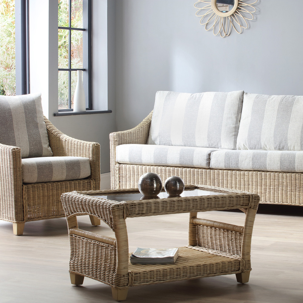 Desser Furniture Dijon 5 Seater Natural Wash Athena Stripe Sofa Set Image 6