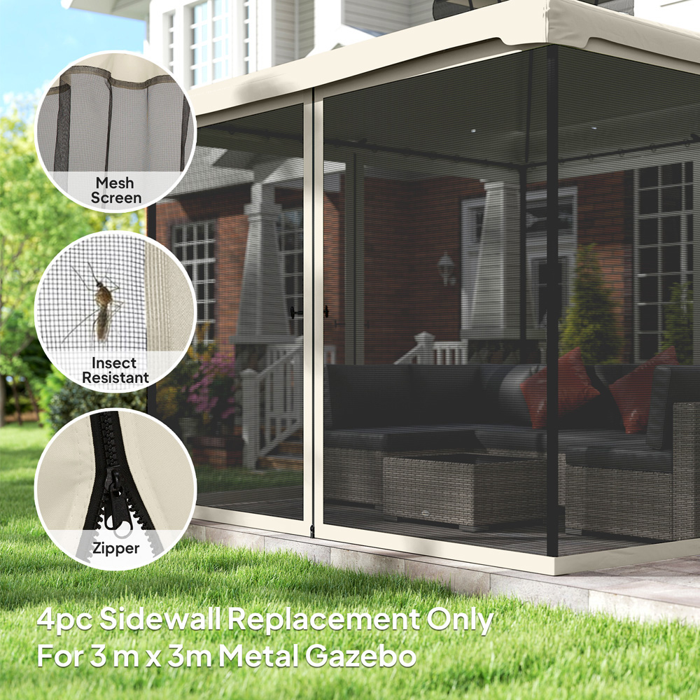 Outsunny 3 x 3m Mesh Mosquito Netting Screen Wall Image 4