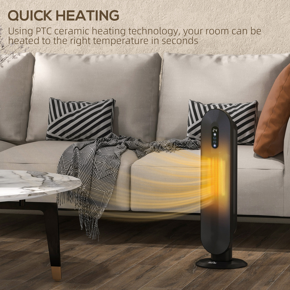 HOMCOM Black Ceramic Tower Heater 2000W Image 5