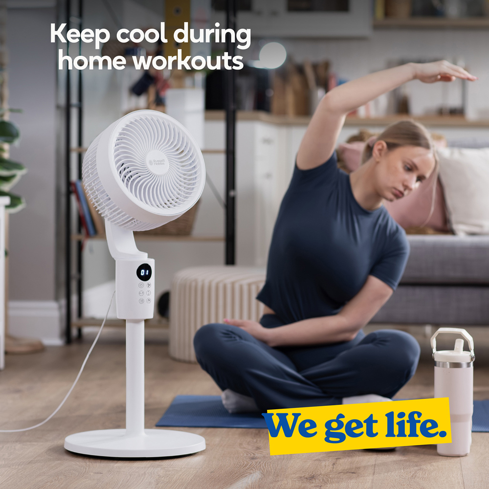 Russell Hobbs 3-in-1 White Height Adjustable Oscillating Pedestal Circulator Fan with Remote Image 8