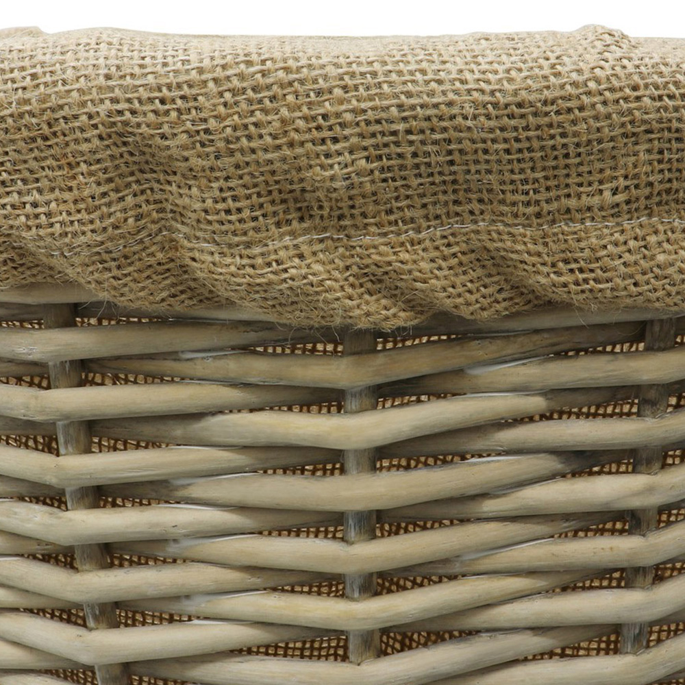 JVL Willow Antique Wash Log Basket with Rope Handles 46 x 37 x 52cm Image 6