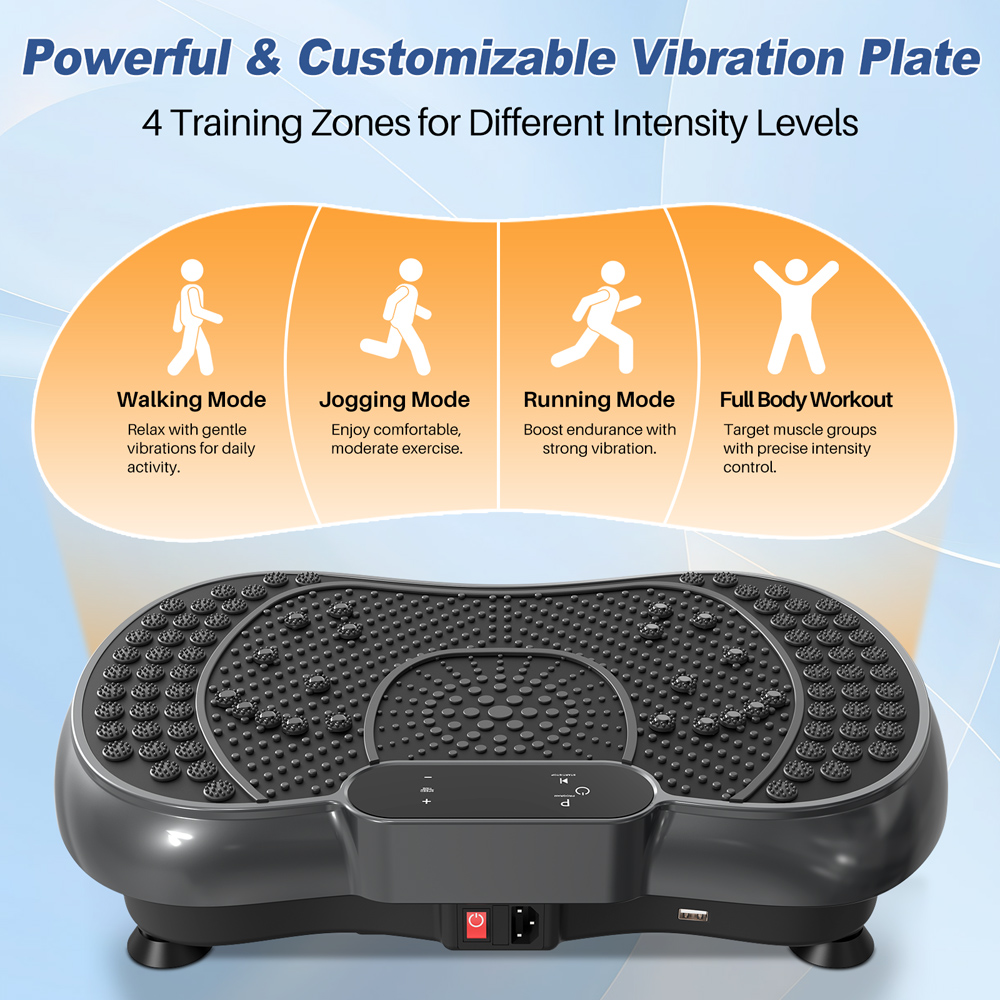Rattrix Black Vibration Plate Exercise Machine with Bluetooth Speaker and LED Display Image 5