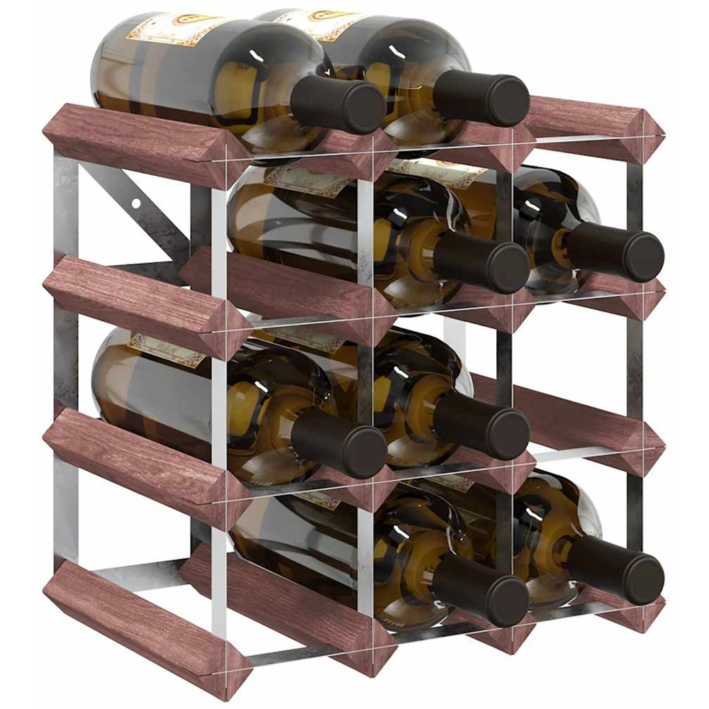 vidaXL 12 Bottle Brown Rustic Freestanding Wine Rack Image 3