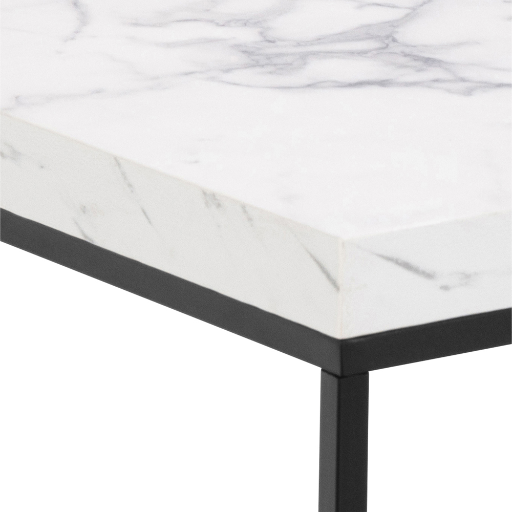 Florence Barossa White Marble Carrara Top Square Side Table Image 4