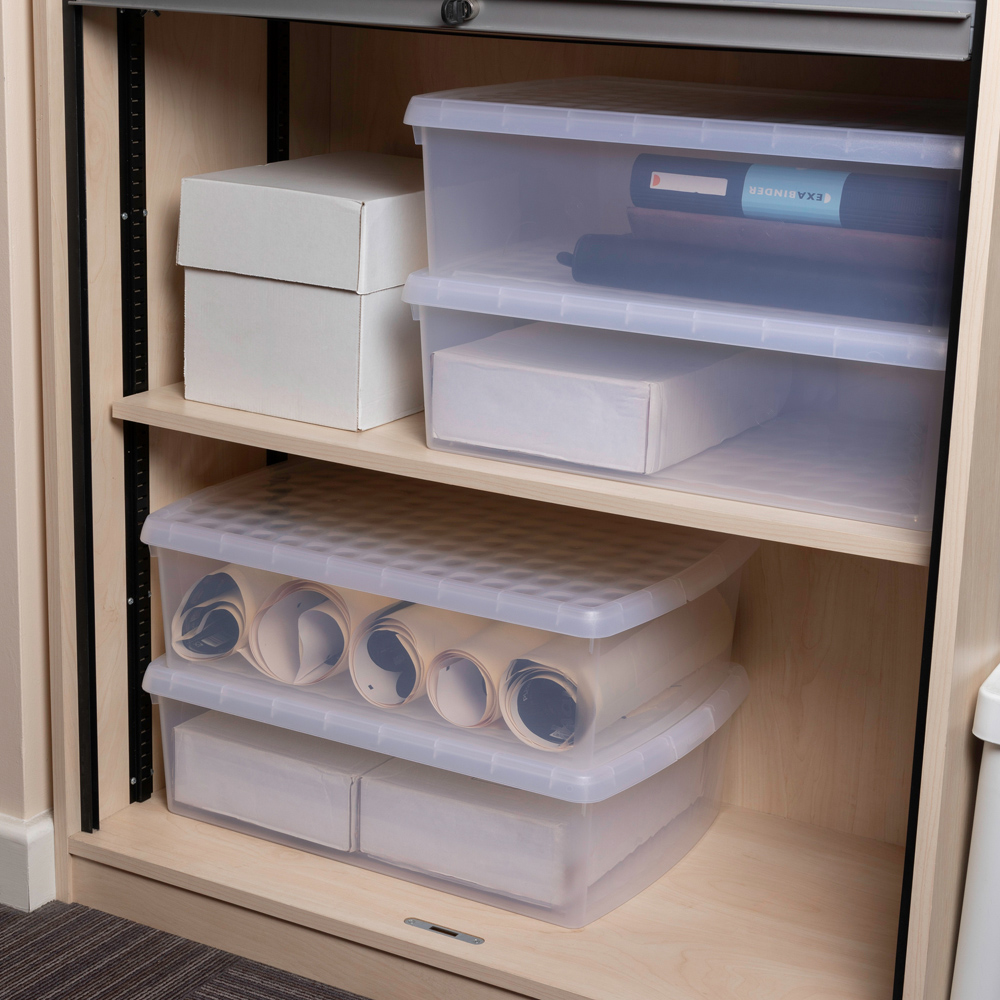 Wham Clip 30L Clear Rectangular Storage Box with Lid 4 Pack Image 2