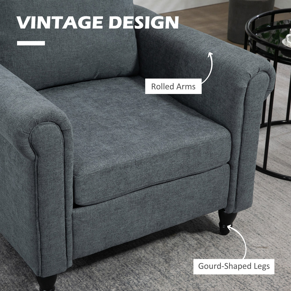 Portland Grey Chenille Vintage Accent Chair Image 4