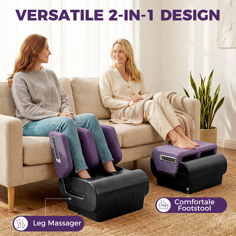 HOMCOM 2-in-1 Multicolour Foot Massager Machine and Ottoman with Heat Image 3