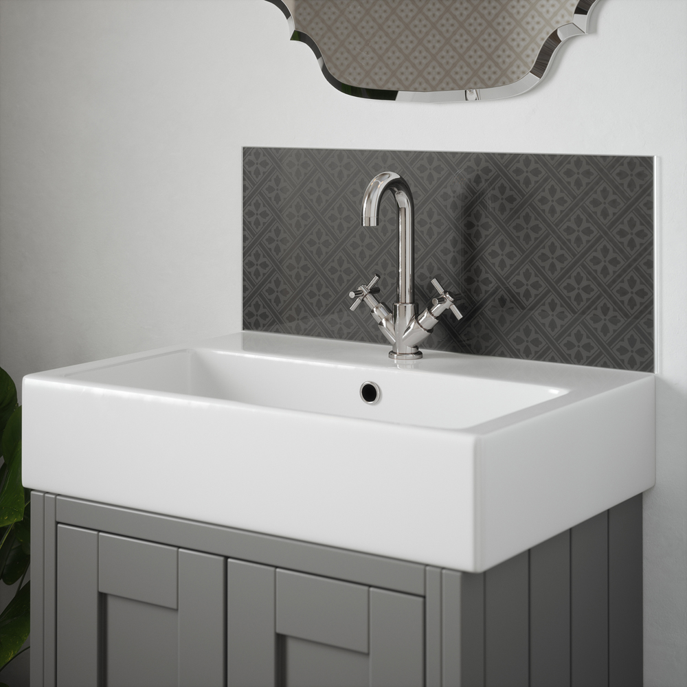 Laura Ashley Mr Jones Metallic Charcoal Glass Bathroom Splashback 600 x 250 x 4mm Image 2