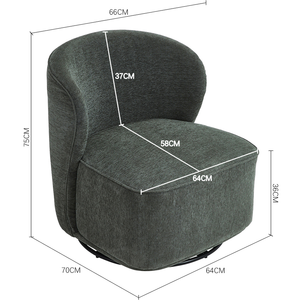 Living and Home Dark Green Upholstered Swivel Chair Image 8