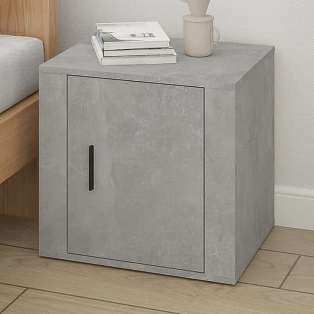 vidaXL Single Drawer Concrete Grey Bedside Table Set of 2 Image 1
