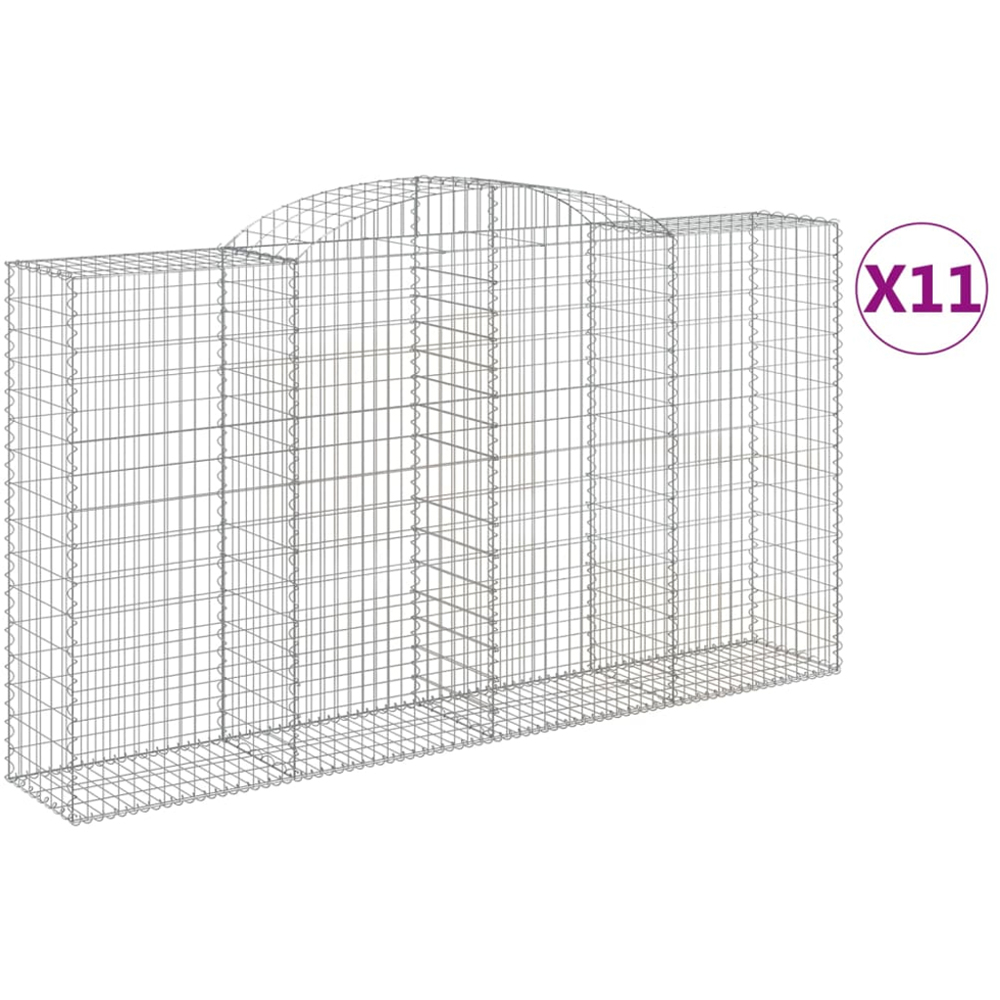 vidaXL Silver Galvanised Iron Arched Gabion Basket 160/180 x 50 x 300cm 11 Pack Image 2