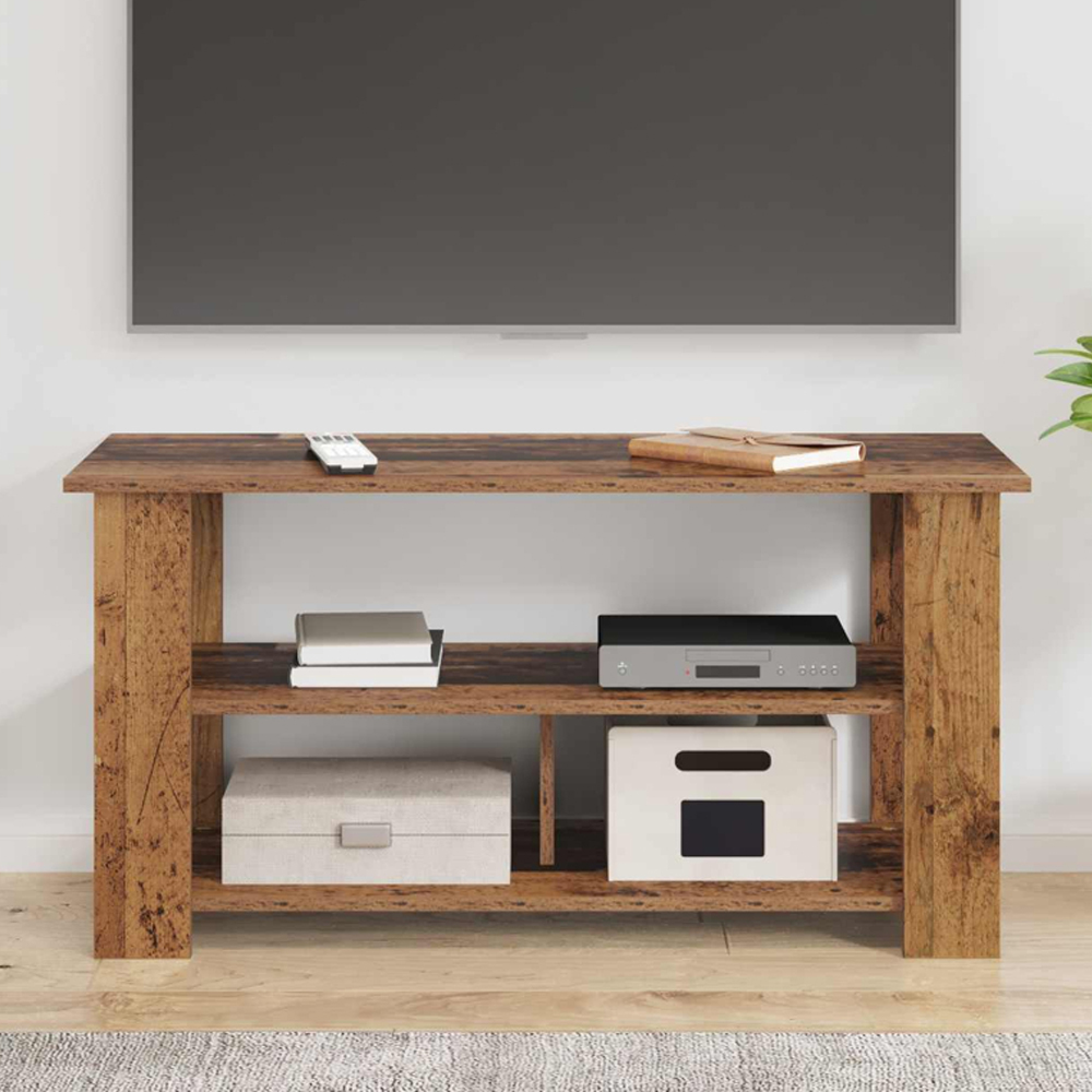 vidaXL 2 Shelf Old Wood Wide TV Stand Image 1