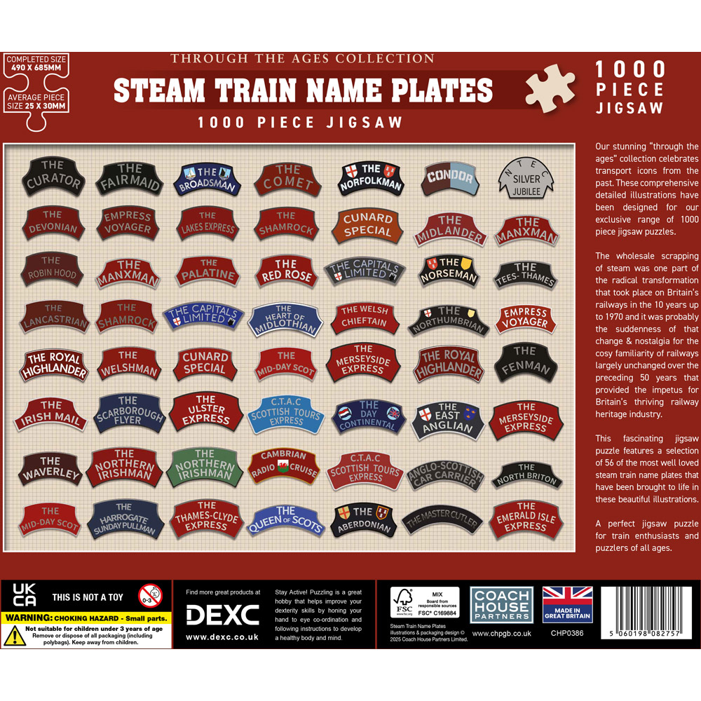 Steam Train Name Plates 1000 Piece Jigsaw Puzzle Image 2