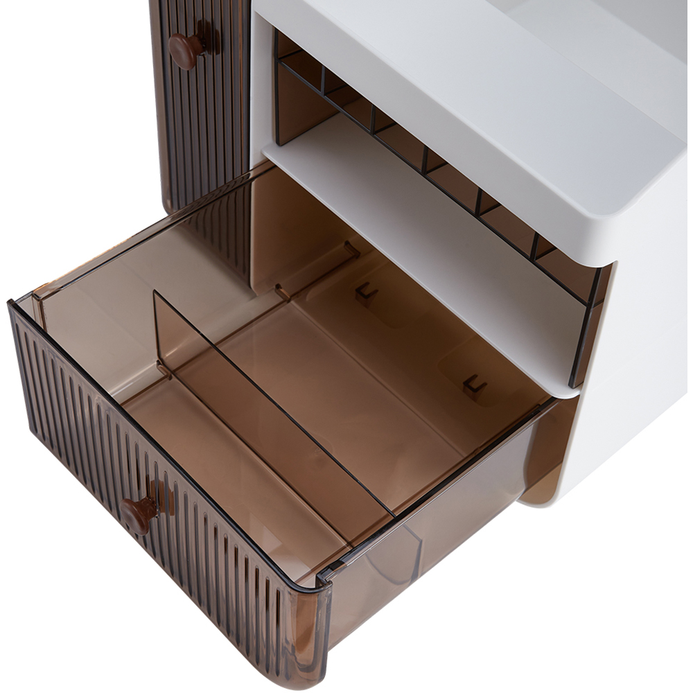 Living and Home 2 Drawer Large White Makeup Organiser Image 7