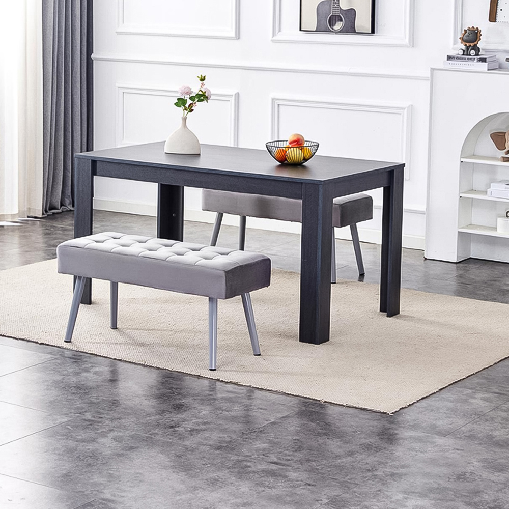 Kosy Koala 4 Seater Dining Set with Bench Dark Grey and Grey Velvet Image 4