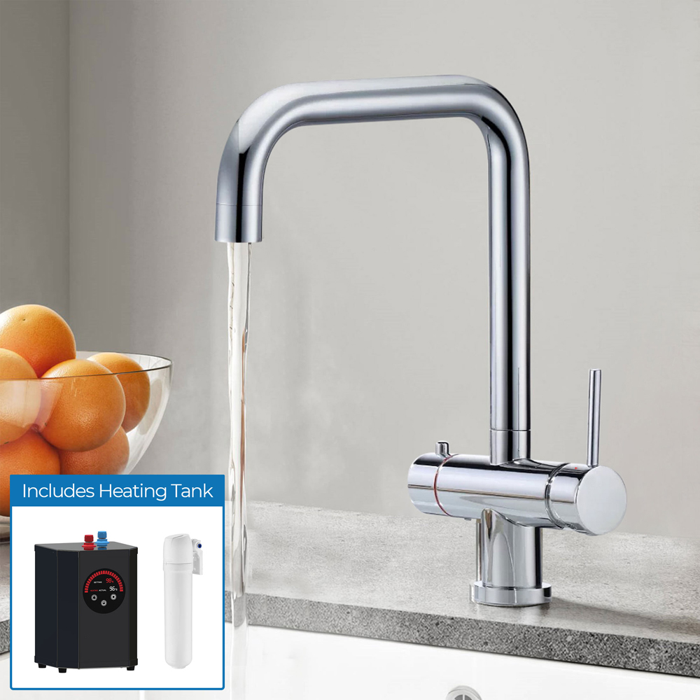 Nes Home 3 in 1 Chrome Square Instant Boiling Water Kitchen Tap with Heating Tank Image 2