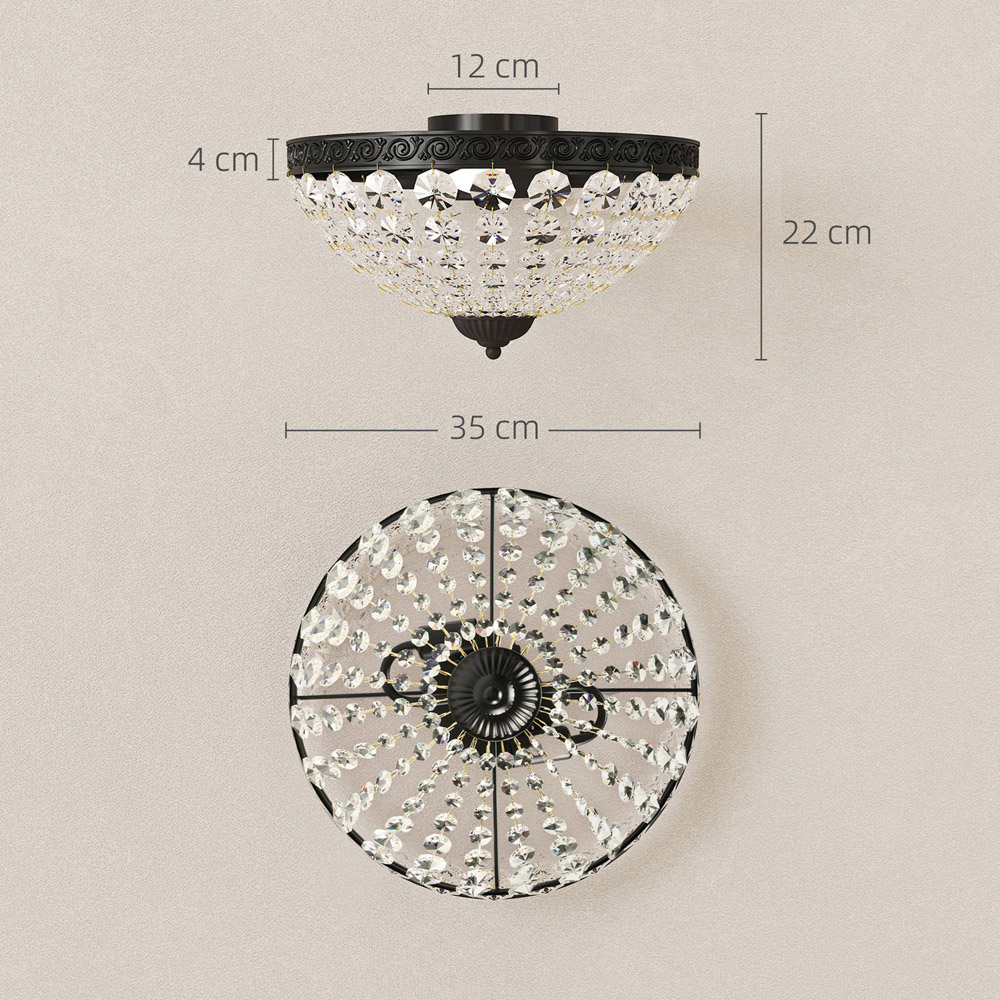 HOMCOM Black Chandelier Crystal Ceiling Light Image 9