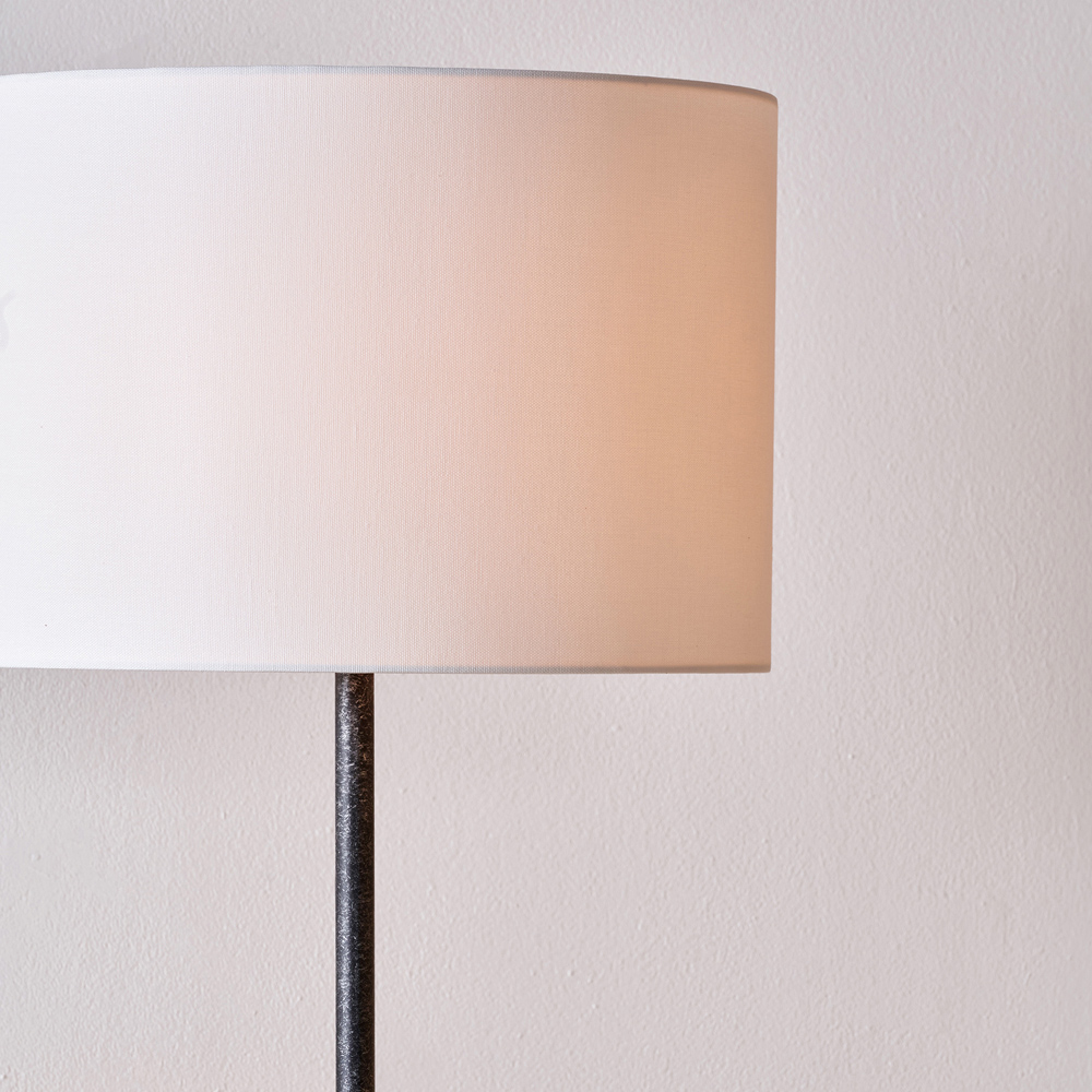 Pacific Lifestyle Vala White Textured Fabric Shade Graphite Metal Ball Floor Lamp Image 4