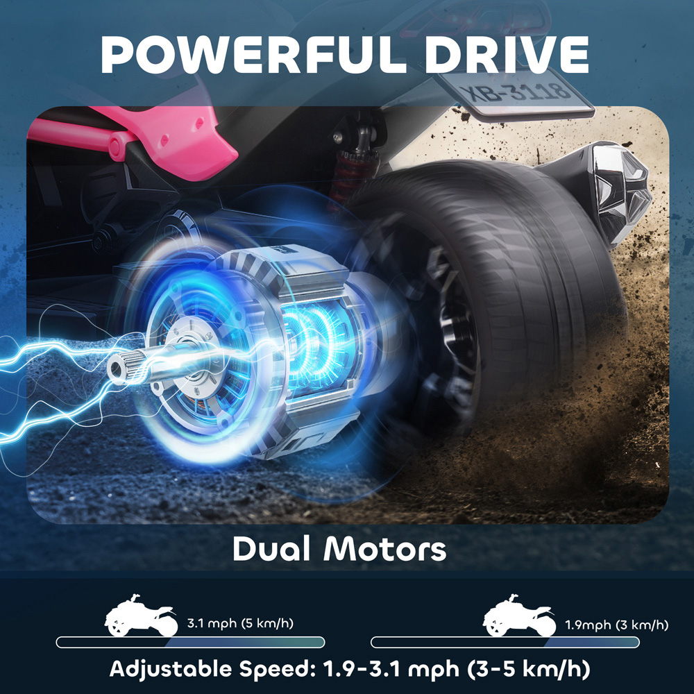 AIYAPLAY Kids Pink Ride On Electric ATV Quad Bike 12V Image 4