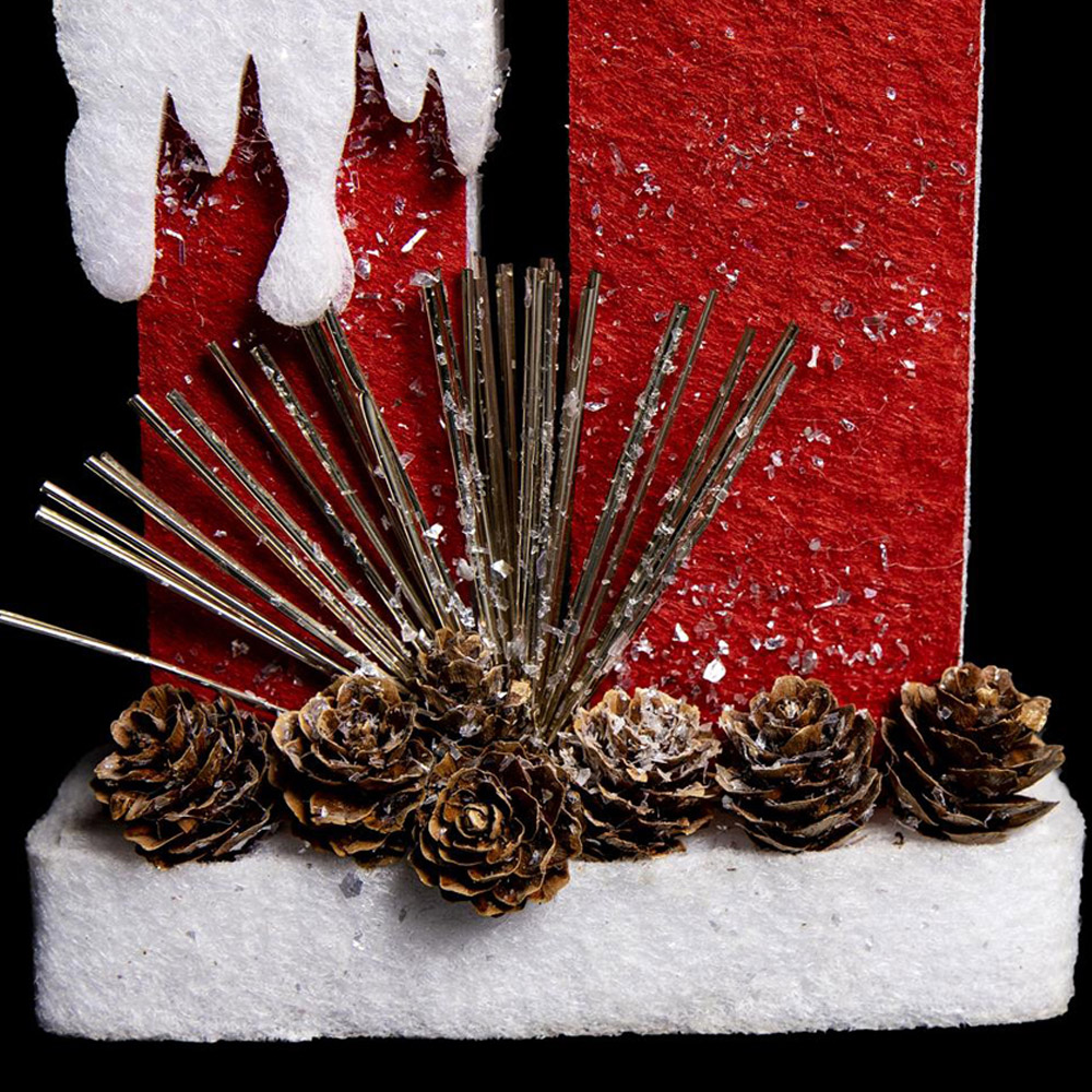 Shatchi Red Glitter Foam Snow Covered Pre Lit Twin Candles Christmas Decoration 41cm Image 3