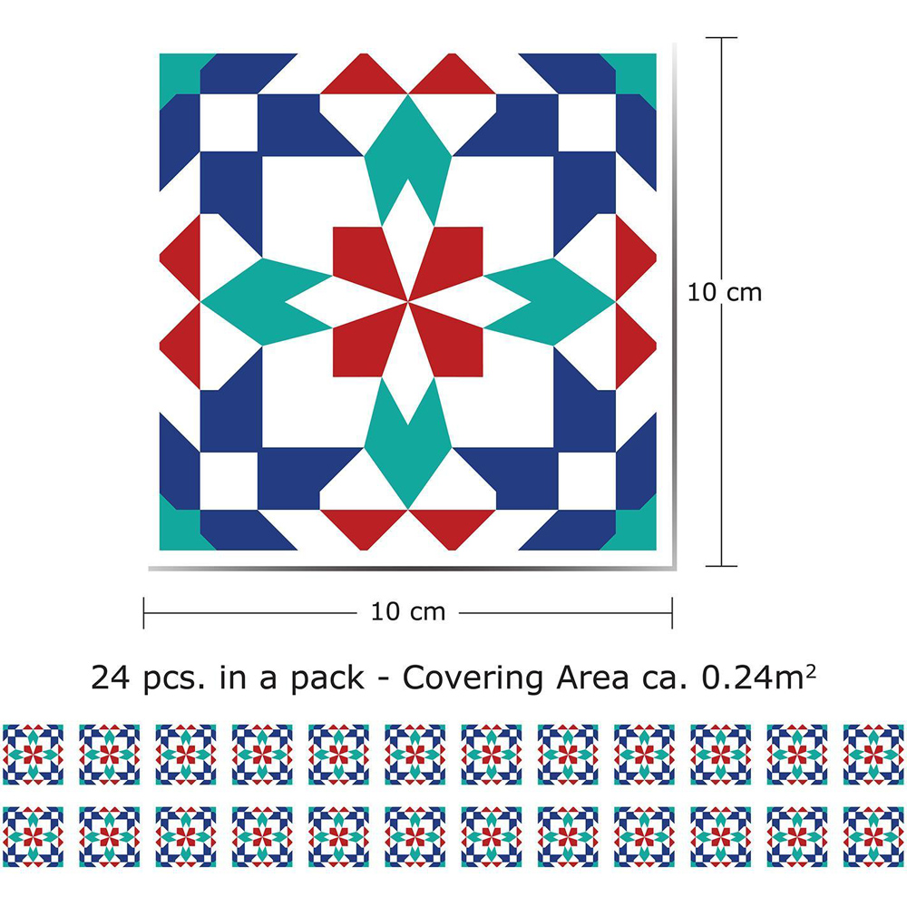 Walplus Marrakech Red Self Adhesive Tile Sticker 24 Pack Image 4