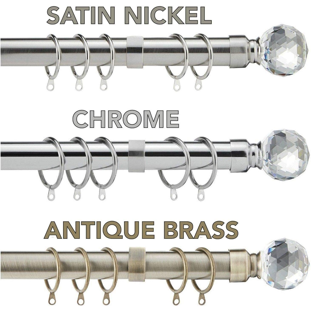 Home Treats 40 to 144cm Extendable Antique Brass Metal Crystal Curtain Pole Image 6
