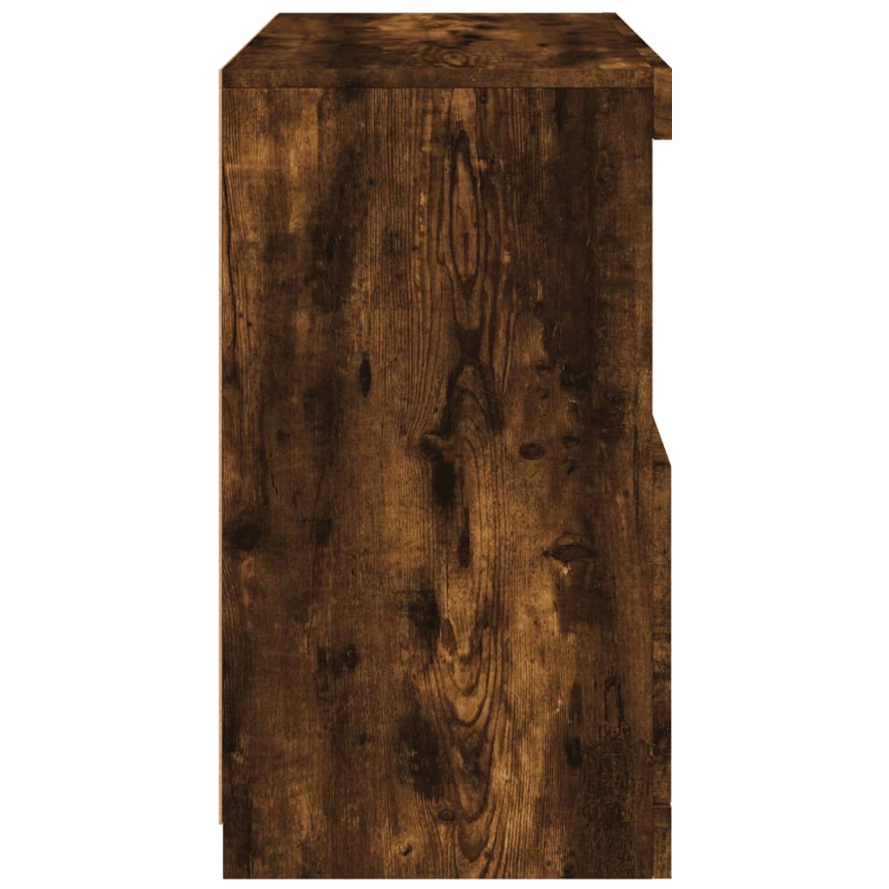 vidaXL 2 Door 2 Shelf Smoked Oak Sideboard with LED Lights Image 8
