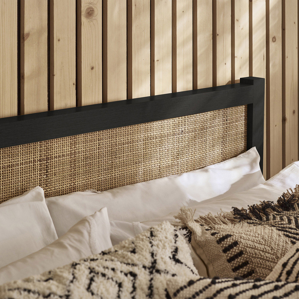 Julian Bowen Padstow Rattan Double Black Bed Frame Image 7